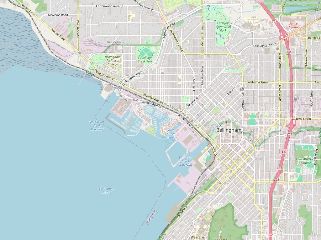 Map showing Hotel Bellwether · 1 Bellwether Way, Bellingham, WA 98225